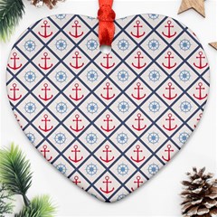 Seamless Pattern With Cross Lines Steering Wheel Anchor Ornament (heart) by Wegoenart