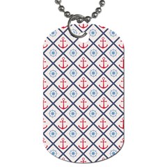 Seamless Pattern With Cross Lines Steering Wheel Anchor Dog Tag (one Side) by Wegoenart