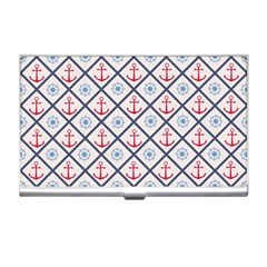 Seamless Pattern With Cross Lines Steering Wheel Anchor Business Card Holder by Wegoenart