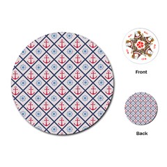 Seamless Pattern With Cross Lines Steering Wheel Anchor Playing Cards Single Design (round)