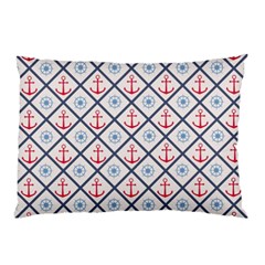 Seamless Pattern With Cross Lines Steering Wheel Anchor Pillow Case by Wegoenart