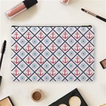 Seamless Pattern With Cross Lines Steering Wheel Anchor Cosmetic Bag (Large) Back