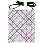 Seamless Pattern With Cross Lines Steering Wheel Anchor Shoulder Sling Bag Front