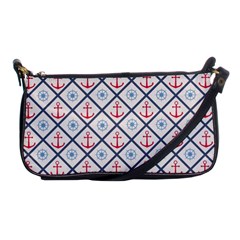 Seamless Pattern With Cross Lines Steering Wheel Anchor Shoulder Clutch Bag by Wegoenart