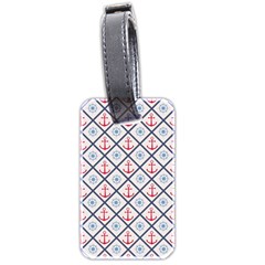 Seamless Pattern With Cross Lines Steering Wheel Anchor Luggage Tag (two Sides) by Wegoenart