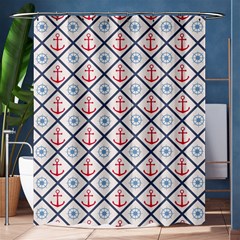 Seamless Pattern With Cross Lines Steering Wheel Anchor Shower Curtain 60  X 72  (medium)  by Wegoenart