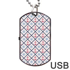 Seamless Pattern With Cross Lines Steering Wheel Anchor Dog Tag Usb Flash (one Side) by Wegoenart