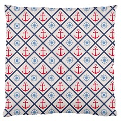 Seamless Pattern With Cross Lines Steering Wheel Anchor Large Cushion Case (one Side) by Wegoenart