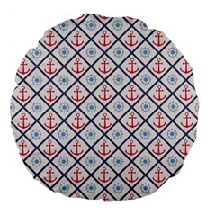 Seamless Pattern With Cross Lines Steering Wheel Anchor Large 18  Premium Flano Round Cushions by Wegoenart