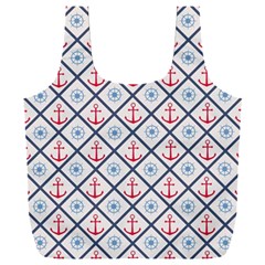 Seamless Pattern With Cross Lines Steering Wheel Anchor Full Print Recycle Bag (xxl)