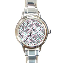 Abstract Colorful Pattern Background Round Italian Charm Watch by Wegoenart