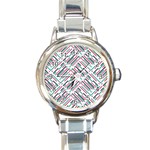 Abstract Colorful Pattern Background Round Italian Charm Watch Front