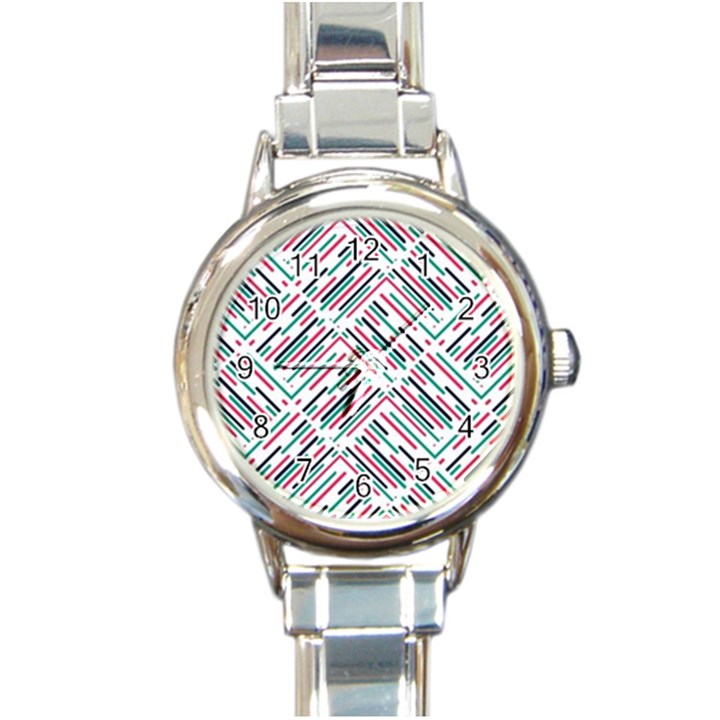 Abstract Colorful Pattern Background Round Italian Charm Watch