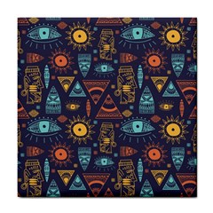 Trendy African Maya Seamless Pattern With Doodle Hand Drawn Ancient Objects Tile Coaster