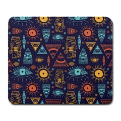 Trendy African Maya Seamless Pattern With Doodle Hand Drawn Ancient Objects Large Mousepads