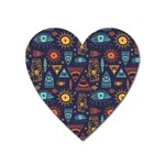 Trendy African Maya Seamless Pattern With Doodle Hand Drawn Ancient Objects Heart Magnet Front