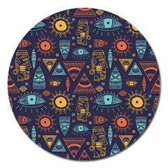 Trendy African Maya Seamless Pattern With Doodle Hand Drawn Ancient Objects Magnet 5  (Round)