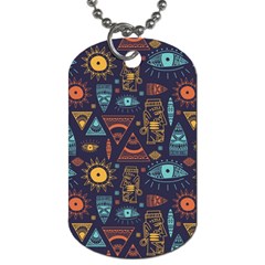 Trendy African Maya Seamless Pattern With Doodle Hand Drawn Ancient Objects Dog Tag (Two Sides)