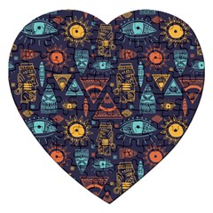 Trendy African Maya Seamless Pattern With Doodle Hand Drawn Ancient Objects Jigsaw Puzzle (Heart)