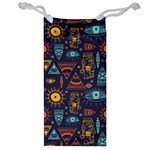 Trendy African Maya Seamless Pattern With Doodle Hand Drawn Ancient Objects Jewelry Bag Front