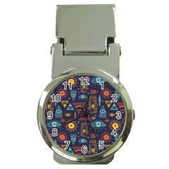 Trendy African Maya Seamless Pattern With Doodle Hand Drawn Ancient Objects Money Clip Watches