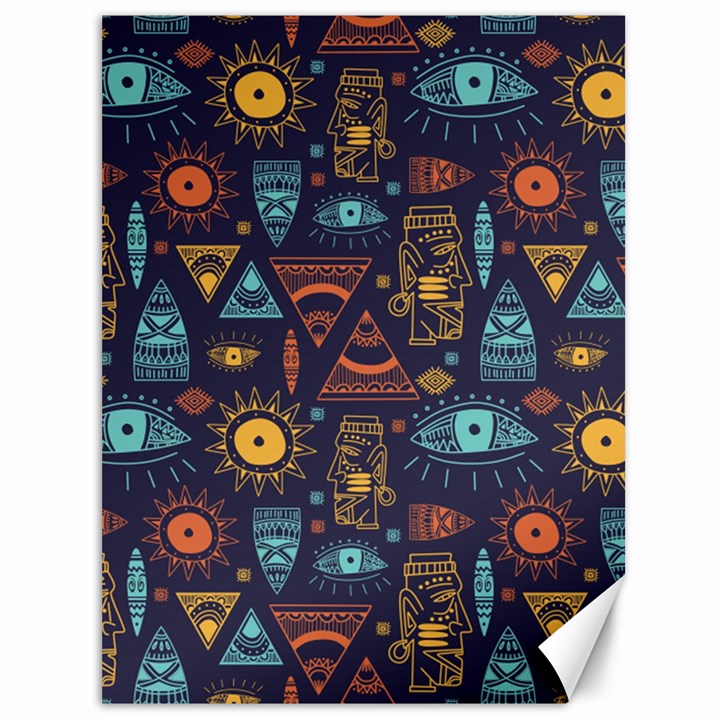 Trendy African Maya Seamless Pattern With Doodle Hand Drawn Ancient Objects Canvas 36  x 48 