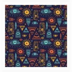 Trendy African Maya Seamless Pattern With Doodle Hand Drawn Ancient Objects Medium Glasses Cloth by Wegoenart