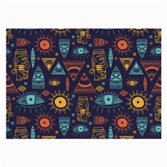 Trendy African Maya Seamless Pattern With Doodle Hand Drawn Ancient Objects Large Glasses Cloth