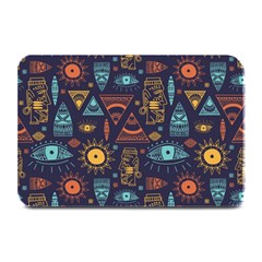 Trendy African Maya Seamless Pattern With Doodle Hand Drawn Ancient Objects Plate Mats