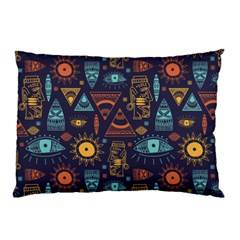 Trendy African Maya Seamless Pattern With Doodle Hand Drawn Ancient Objects Pillow Case