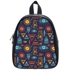 Trendy African Maya Seamless Pattern With Doodle Hand Drawn Ancient Objects School Bag (Small)