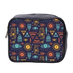 Trendy African Maya Seamless Pattern With Doodle Hand Drawn Ancient Objects Mini Toiletries Bag (Two Sides)