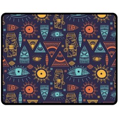 Trendy African Maya Seamless Pattern With Doodle Hand Drawn Ancient Objects Fleece Blanket (Medium) 