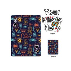 Trendy African Maya Seamless Pattern With Doodle Hand Drawn Ancient Objects Playing Cards 54 Designs (Mini)