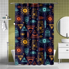 Trendy African Maya Seamless Pattern With Doodle Hand Drawn Ancient Objects Shower Curtain 48  x 72  (Small) 