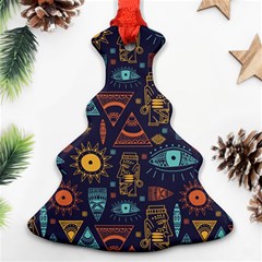 Trendy African Maya Seamless Pattern With Doodle Hand Drawn Ancient Objects Ornament (christmas Tree) 