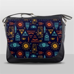 Trendy African Maya Seamless Pattern With Doodle Hand Drawn Ancient Objects Messenger Bag