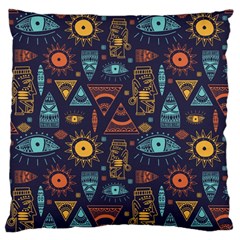 Trendy African Maya Seamless Pattern With Doodle Hand Drawn Ancient Objects Large Cushion Case (One Side)