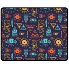 Trendy African Maya Seamless Pattern With Doodle Hand Drawn Ancient Objects Double Sided Fleece Blanket (Medium) 