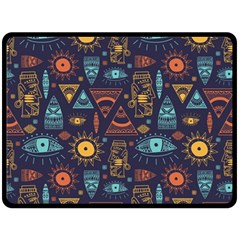 Trendy African Maya Seamless Pattern With Doodle Hand Drawn Ancient Objects Double Sided Fleece Blanket (Large) 