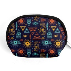 Trendy African Maya Seamless Pattern With Doodle Hand Drawn Ancient Objects Accessory Pouch (Medium)