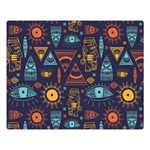 Trendy African Maya Seamless Pattern With Doodle Hand Drawn Ancient Objects Double Sided Flano Blanket (Large)  80 x60  Blanket Front