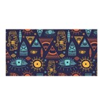 Trendy African Maya Seamless Pattern With Doodle Hand Drawn Ancient Objects Satin Wrap Front