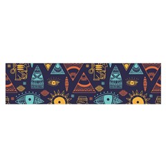 Trendy African Maya Seamless Pattern With Doodle Hand Drawn Ancient Objects Satin Scarf (Oblong)