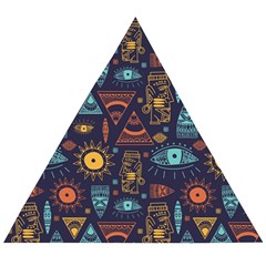 Trendy African Maya Seamless Pattern With Doodle Hand Drawn Ancient Objects Wooden Puzzle Triangle