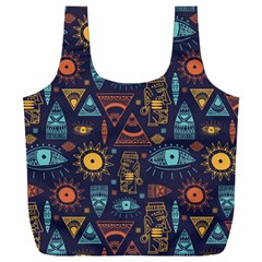 Trendy African Maya Seamless Pattern With Doodle Hand Drawn Ancient Objects Full Print Recycle Bag (XXXL)