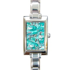 Sea Waves Seamless Pattern Rectangle Italian Charm Watch by Wegoenart