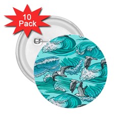 Sea Waves Seamless Pattern 2 25  Buttons (10 Pack)  by Wegoenart