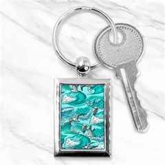 Sea Waves Seamless Pattern Key Chain (rectangle) by Wegoenart