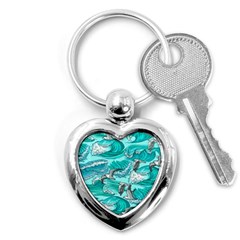 Sea Waves Seamless Pattern Key Chain (heart) by Wegoenart